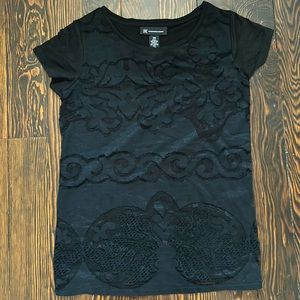 INC black short sleeve xs top with lace
